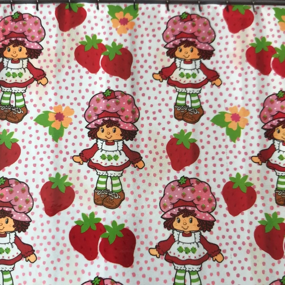 Strawberry Shortcake Shower Curtain Set - Pink Polka Dot